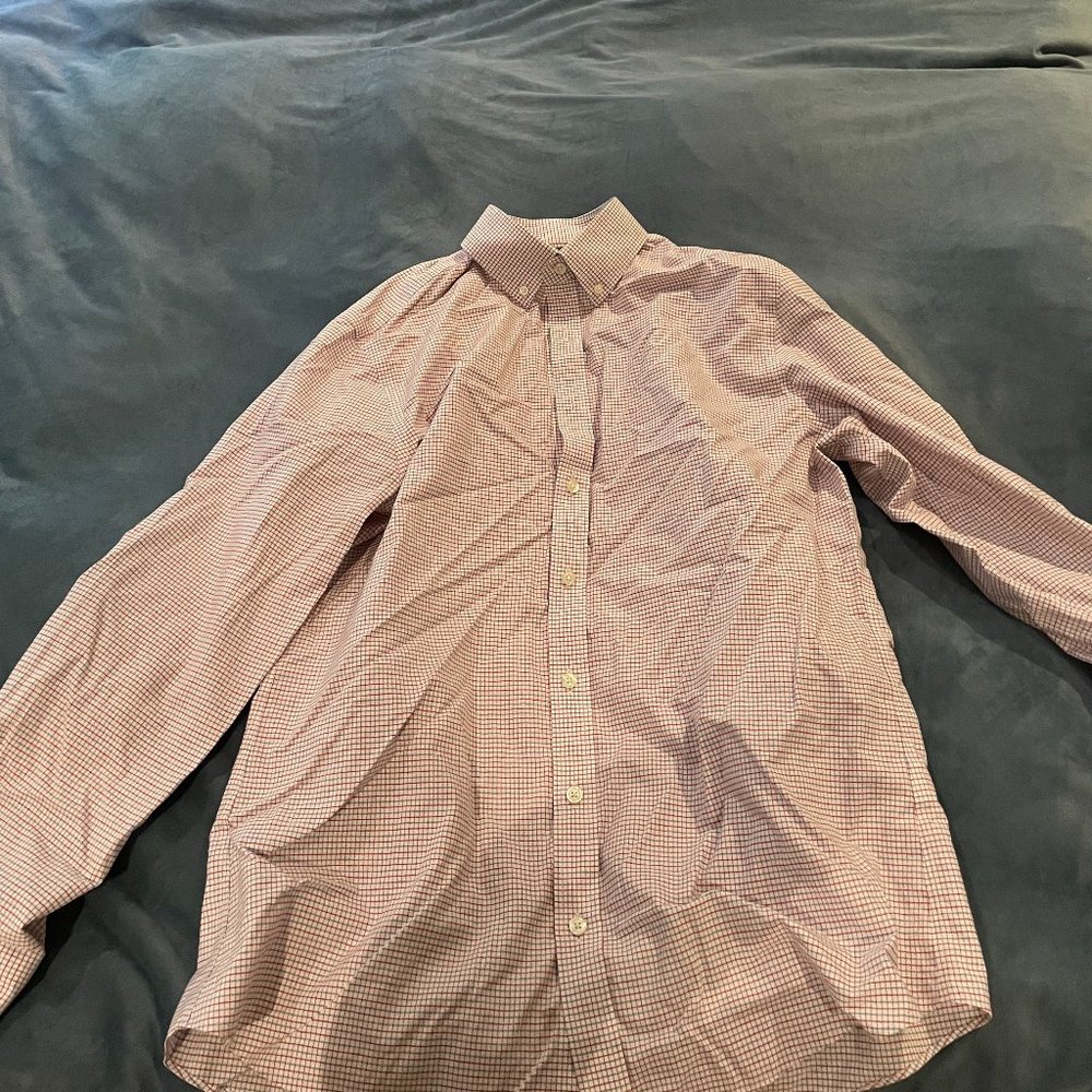 Charles Tyrwhitt Button Down 16 1/2 x 34 Slim Fit Blue and Red Striped Shirt